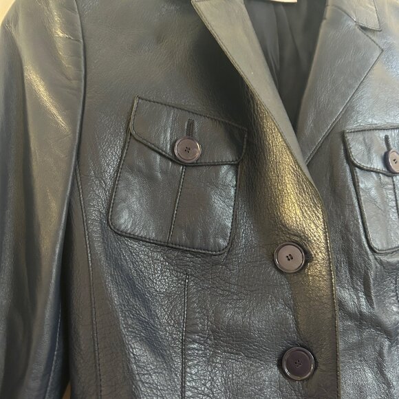 *NEW* Akris Punto Navy Leather Bomber Jacket US 4 - Picture 10 of 14